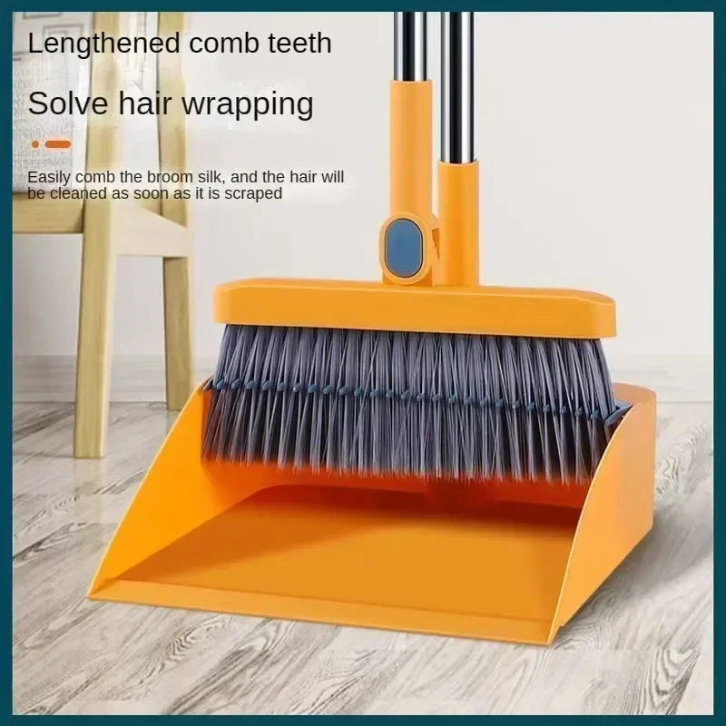 Household Broom Dustpan Set Multifuction Foldable Rotating Soft Hair Broom Sweeping Wiper Floor Cleaning Tools