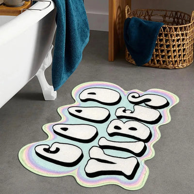 Slogan Graphic Polyester Bath Rug Creative Letter Design Soft Plush Mat For Bathroom Home Anti-Slip Carpet