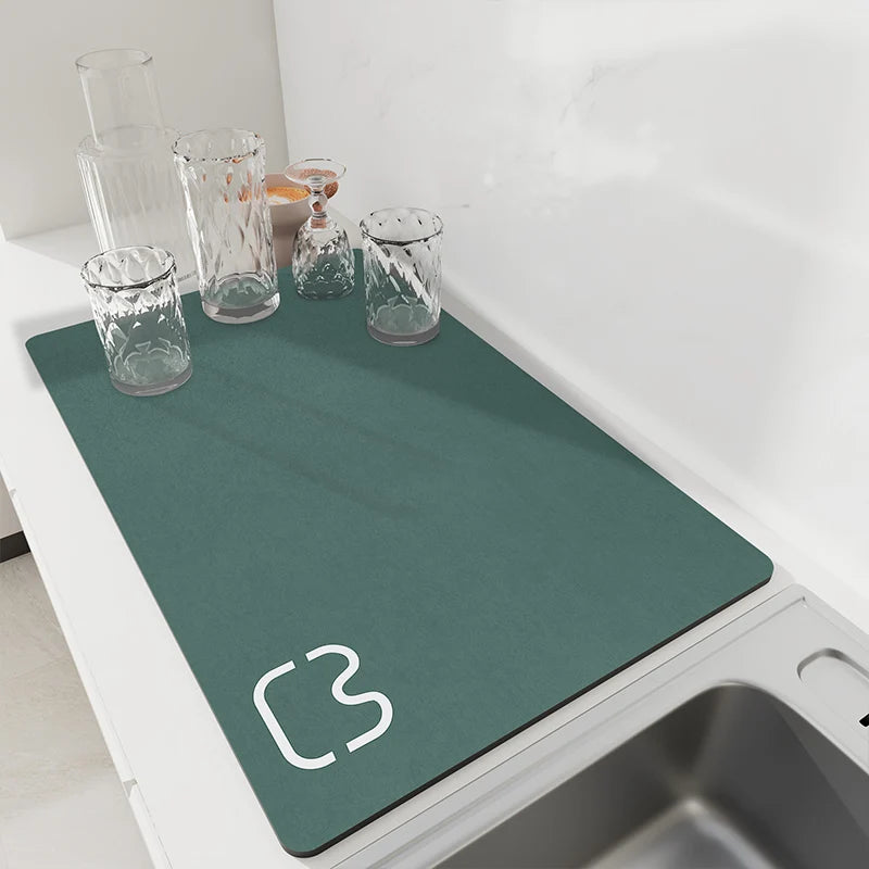 Kitchen Draining Mat Non-slip Drain Dish Drying Mats Coffee Pad Heat Resistant Tableware Placemat Dinnerware