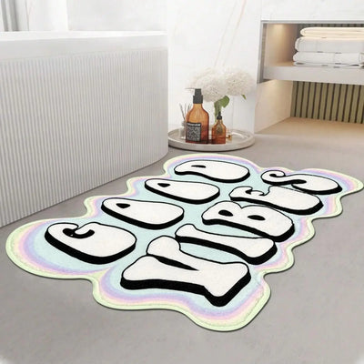 Slogan Graphic Polyester Bath Rug Creative Letter Design Soft Plush Mat For Bathroom Home Anti-Slip Carpet