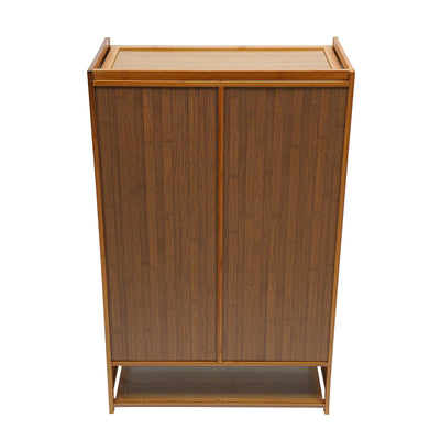 Shoe Cabinet, Free Standing Shoe Cabinet, Shoe Cabinet with Magnetic Doors Premium Bamboo, Fibreboard for Entrances, Porches