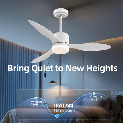 IRALAN Ceiling Fan With Light 52 Inch Large Remote Control DC Motor Reverse Wood Blades Fan Lighting High Quanlity Design Fans