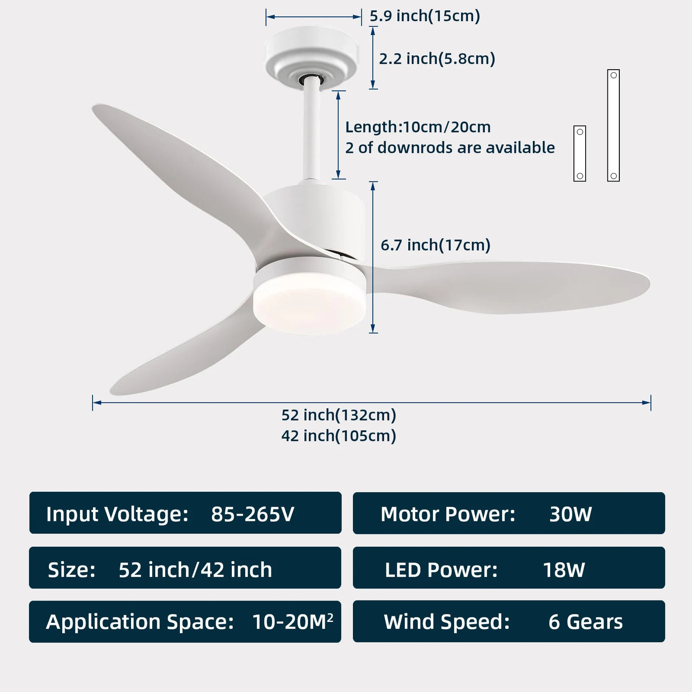 IRALAN Ceiling Fan With Light 52 Inch Large Remote Control DC Motor Reverse Wood Blades Fan Lighting High Quanlity Design Fans