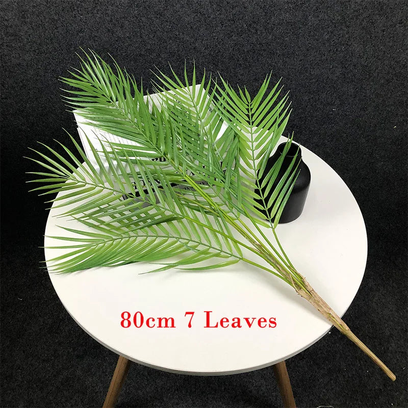 125cm 2pcs Large Artificial Plants Tropical Palm Tree Plastic Plant Leaves Fake Palm Potted Cocos Branch for Home Shop Decor