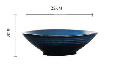 Japanese  Blue Kiln Glazed Ceramic Tableware Set Rice Bowl Plate Spoon Udon Ramen Soup Bowl Dish