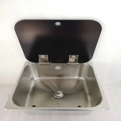 Stainless Steel Sink with Tempered Glass Lid 350*320*150mm GR-23150B Boat Caravan RV