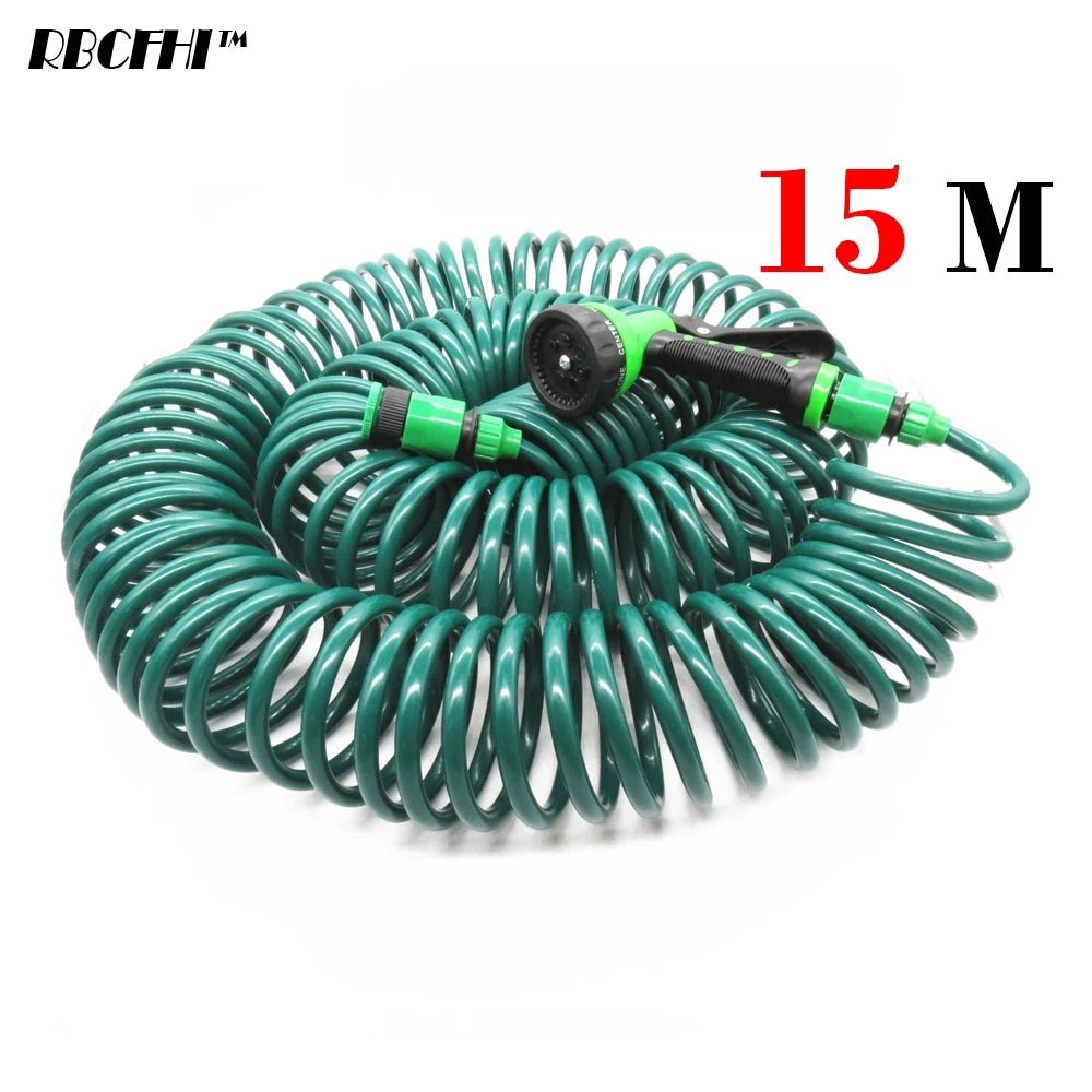 7.5/30M Expandable Coil Hose Cleaning Water Gun Retractable Hose Connector Garden Wash Sprayer Sprinkle Watering Irrigation Tool