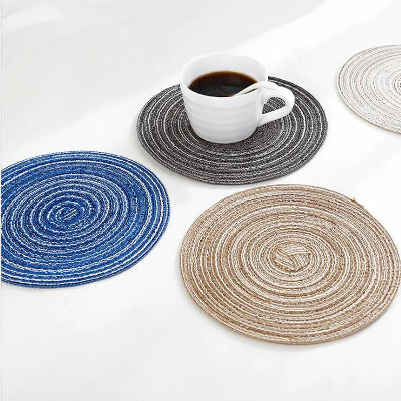 4/6/8pcs Placemats Non-slip Table Mat Cup Pad Heat Resistant Bowls Cups Coaster Tableware Mat Dish Pads Linen Mats Cup Holder