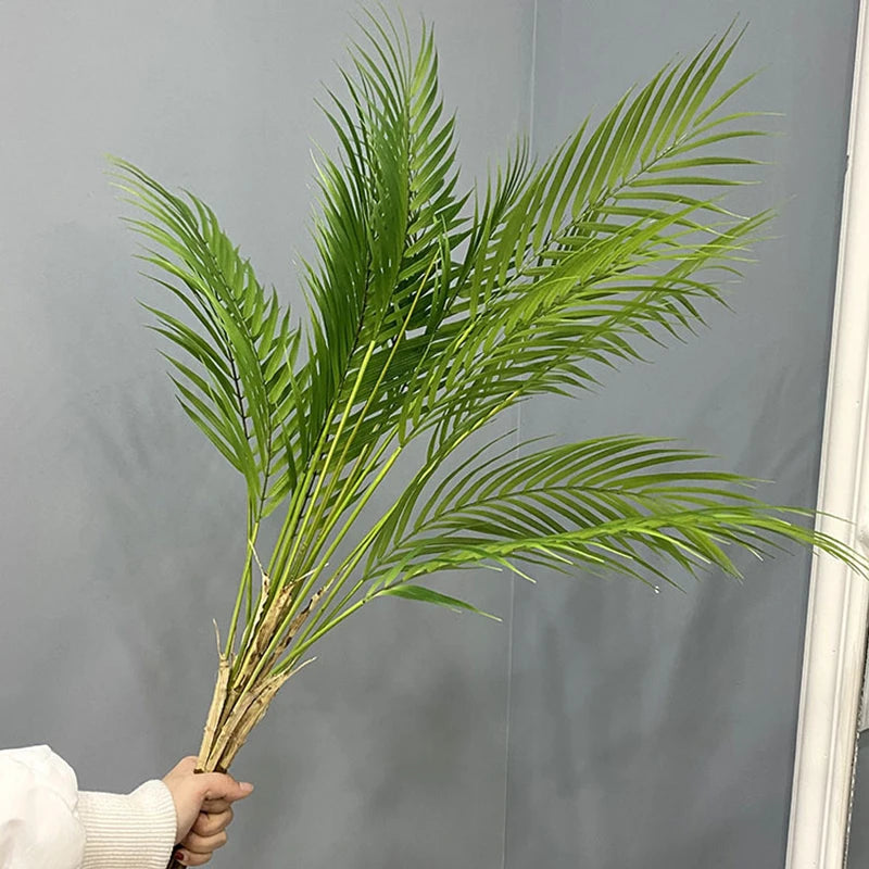 125cm 2pcs Large Artificial Plants Tropical Palm Tree Plastic Plant Leaves Fake Palm Potted Cocos Branch for Home Shop Decor