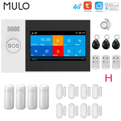 Tuya 4G Home Alarm Smart Home Wireless alarm system For Home Garage Touch Screen Alarms Mobile APP Remote Control Support Alexa