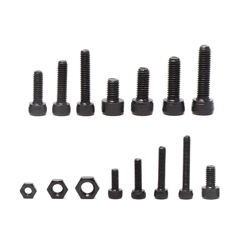 500 Pcs Black M3 M4 M5 Inner Hex Socket Head Cap Screws Assortment Set Kit