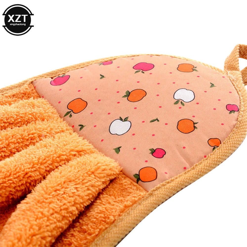 30*38cm Coral Velvet Bathroom Supplies Soft Hand Towel Absorbent Cloth Dishcloths Hanging Cloth Kitchen Accessories