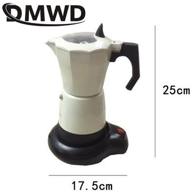 DMWD 300ml Espresso Italian Mocha Maker Aluminum Coffee Percolators Electric Moka Pot Portable Electric Coffee Maker EU Plug