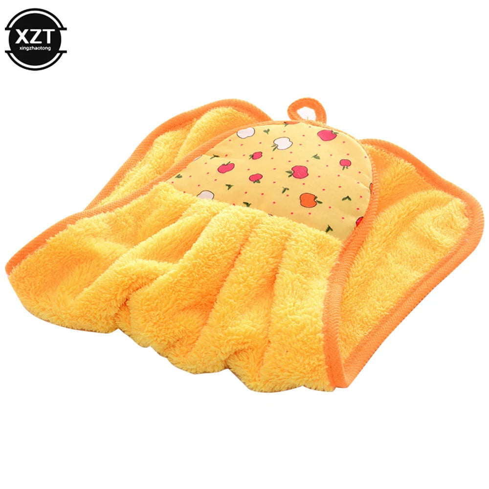 30*38cm Coral Velvet Bathroom Supplies Soft Hand Towel Absorbent Cloth Dishcloths Hanging Cloth Kitchen Accessories