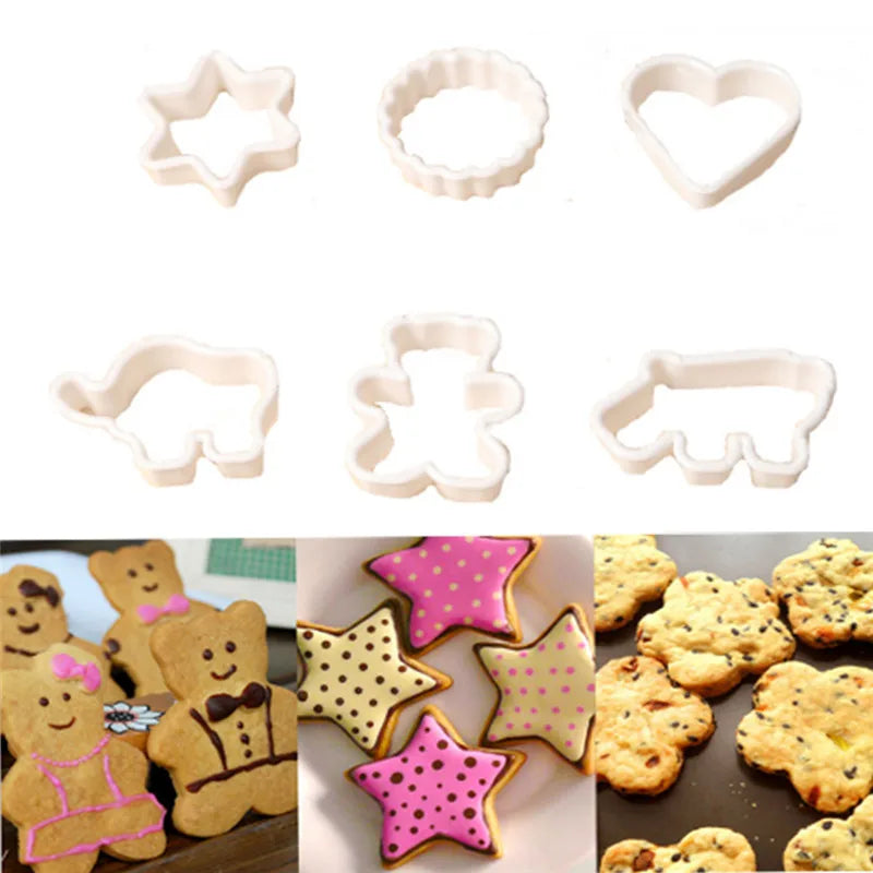 6PC Plastic Cookie Sugar Crafts Mold Cartoon Animal Cake Moulds Cookie Cutter Stamp Pineapple Cake Kitchen Baking Mould Tools