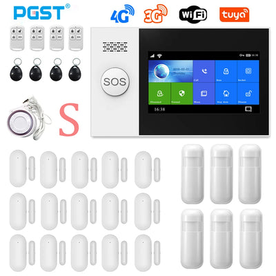 PGST PG-107 4G Tuya Wireless Home WIFI GSM Home Security With Motion Detector Sensor Burglar Alarm System Support Alexa & Google