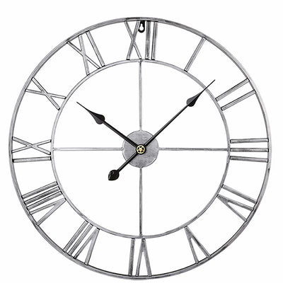 Round 80 Cm Silver Black Gold 3D Large Retro Black Iron Art Hollow  Wall Clock Roman Numerals Watch Clock Home Decor  Wall