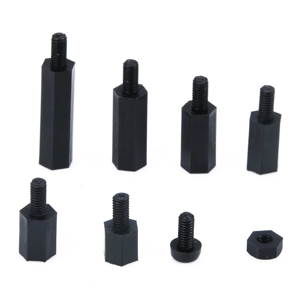 180pcs Black M3 Nylon Hex Spacers Male-Female Screws Nuts Stand-off Kit With Plastic Box For Electronics PC Board Mayitr