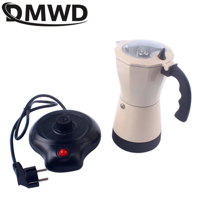 DMWD 300ml Espresso Italian Mocha Maker Aluminum Coffee Percolators Electric Moka Pot Portable Electric Coffee Maker EU Plug