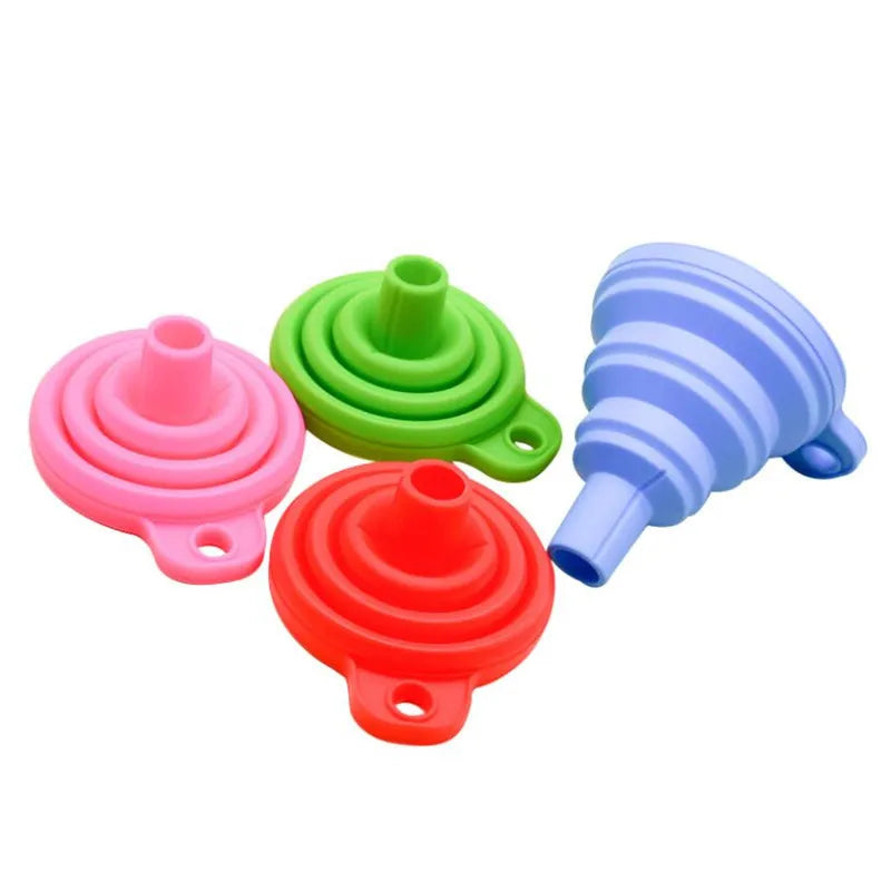 1PC/2pc Mini Foldable Funnel Silicone Collapsible Funnel Folding Portable Funnels Be Hung Household Liquid Dispensing Telescopic