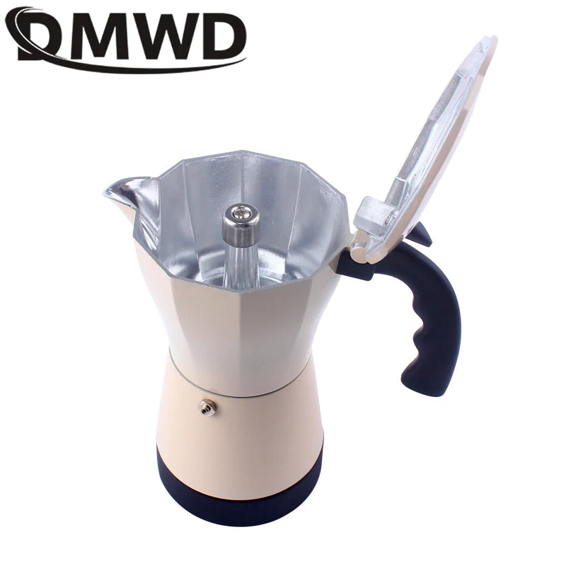 DMWD 300ml Espresso Italian Mocha Maker Aluminum Coffee Percolators Electric Moka Pot Portable Electric Coffee Maker EU Plug