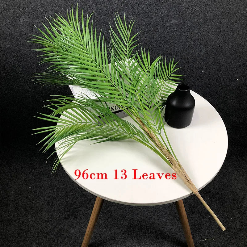 125cm 2pcs Large Artificial Plants Tropical Palm Tree Plastic Plant Leaves Fake Palm Potted Cocos Branch for Home Shop Decor