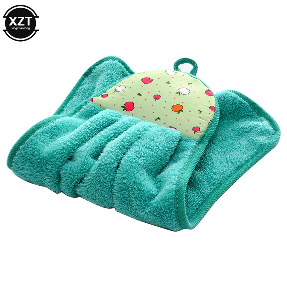 30*38cm Coral Velvet Bathroom Supplies Soft Hand Towel Absorbent Cloth Dishcloths Hanging Cloth Kitchen Accessories