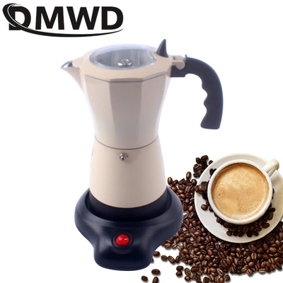 DMWD 300ml Espresso Italian Mocha Maker Aluminum Coffee Percolators Electric Moka Pot Portable Electric Coffee Maker EU Plug