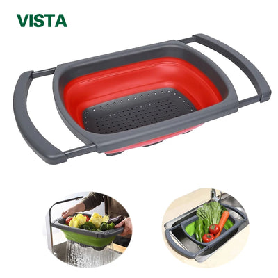 Myvit Collapsible Colanders Kitchen Strainer Basket Drain Folding Baskets Fruit Vegetable Foldable Draining Basket Kitchen Tools