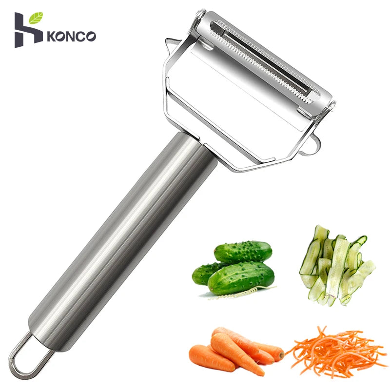 Konco Stainless Steel Vegetable Peelers,Kitchen Gadget Multifunction Peeler,Potato Carrot Planing Grater Kitchen Accessories