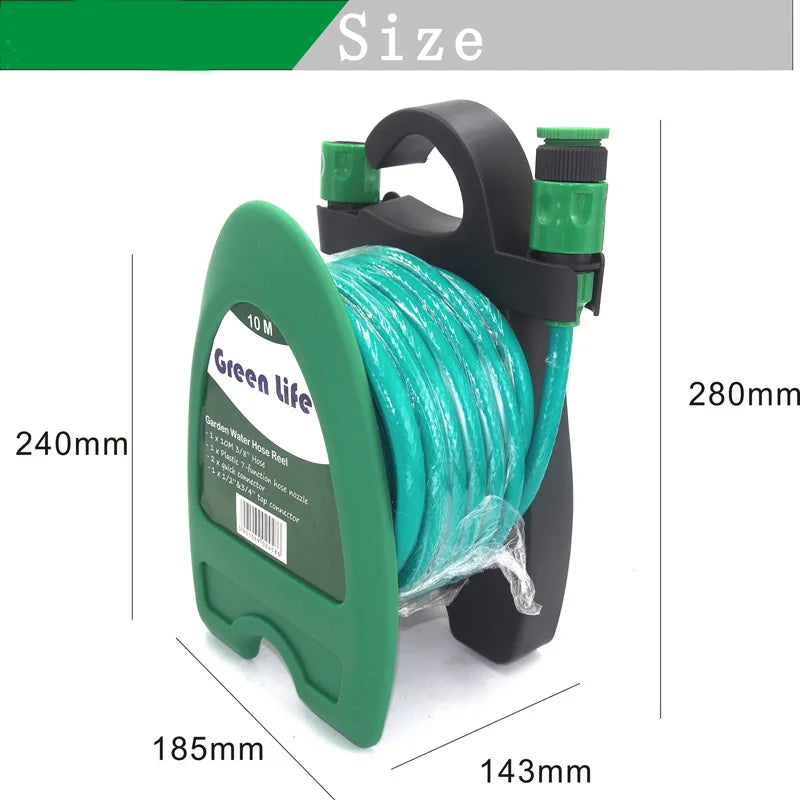 10M Water Pipe 32FT Mini Portable Water Hose Reel Garden Watering Car Washing Hose Pipe Storage Holder Kit