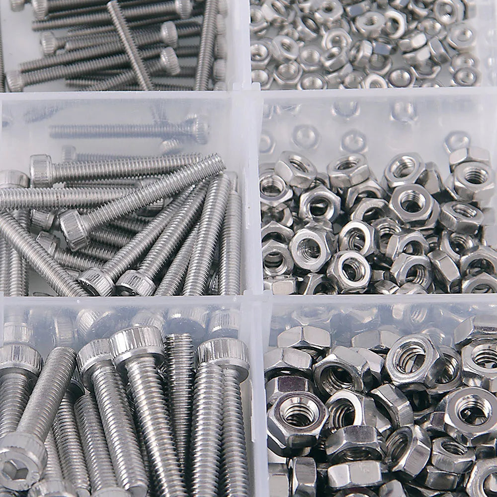 480PCS Screw and Nut Kit Assorted Hex Socket Head Cap Bolts Nuts M2/M3/M4 Stainless Steel Screw and Nuts Hex Socket Screws Set