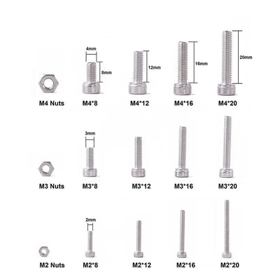 480PCS Screw and Nut Kit Assorted Hex Socket Head Cap Bolts Nuts M2/M3/M4 Stainless Steel Screw and Nuts Hex Socket Screws Set