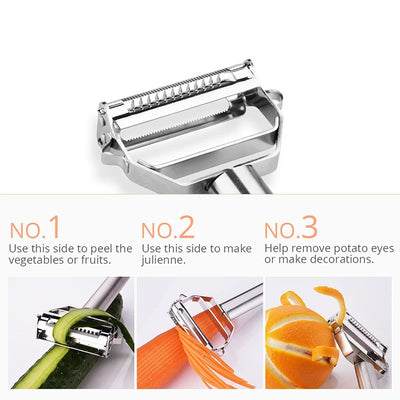 Konco Stainless Steel Vegetable Peelers,Kitchen Gadget Multifunction Peeler,Potato Carrot Planing Grater Kitchen Accessories