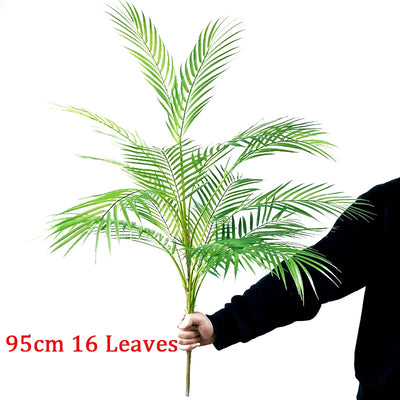 125cm 2pcs Large Artificial Plants Tropical Palm Tree Plastic Plant Leaves Fake Palm Potted Cocos Branch for Home Shop Decor