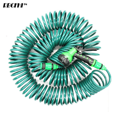 7.5/30M Expandable Coil Hose Cleaning Water Gun Retractable Hose Connector Garden Wash Sprayer Sprinkle Watering Irrigation Tool