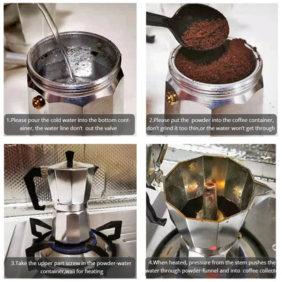 Coffee Maker Aluminum Espresso Percolator Pot Coffee Maker Moka Pots 1cup/3cup/6cup/9cup/12cup Stovetop Coffee Maker