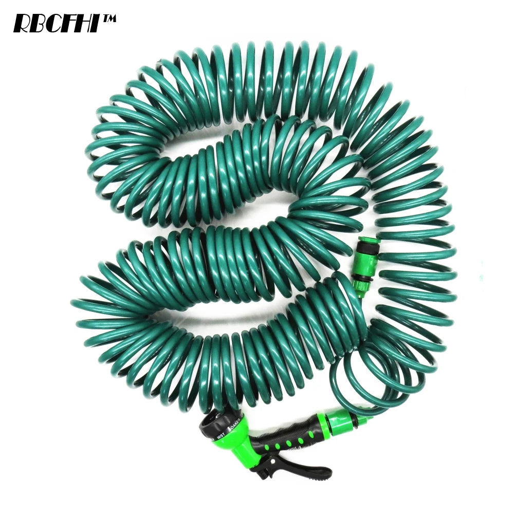 7.5/30M Expandable Coil Hose Cleaning Water Gun Retractable Hose Connector Garden Wash Sprayer Sprinkle Watering Irrigation Tool