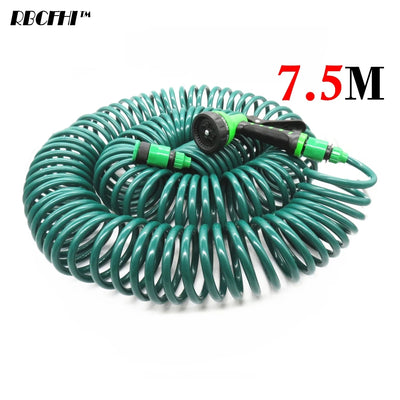 7.5/30M Expandable Coil Hose Cleaning Water Gun Retractable Hose Connector Garden Wash Sprayer Sprinkle Watering Irrigation Tool