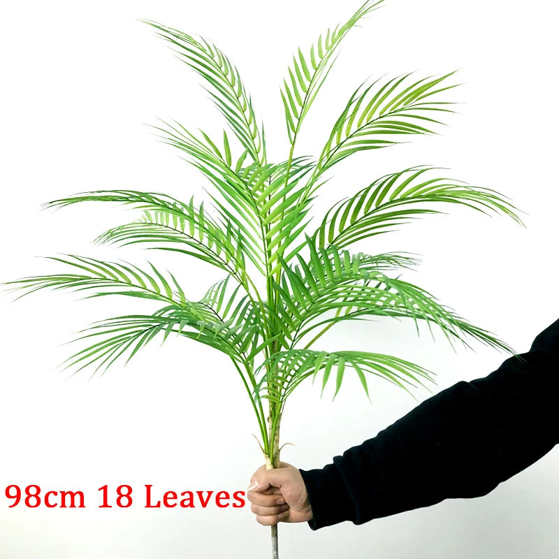 125cm 2pcs Large Artificial Plants Tropical Palm Tree Plastic Plant Leaves Fake Palm Potted Cocos Branch for Home Shop Decor