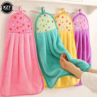 30*38cm Coral Velvet Bathroom Supplies Soft Hand Towel Absorbent Cloth Dishcloths Hanging Cloth Kitchen Accessories