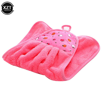 30*38cm Coral Velvet Bathroom Supplies Soft Hand Towel Absorbent Cloth Dishcloths Hanging Cloth Kitchen Accessories