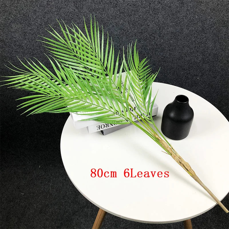 125cm 2pcs Large Artificial Plants Tropical Palm Tree Plastic Plant Leaves Fake Palm Potted Cocos Branch for Home Shop Decor