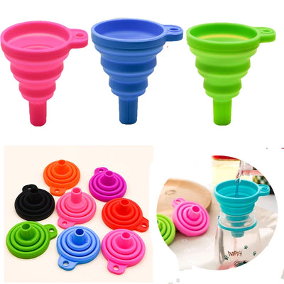 1PC/2pc Mini Foldable Funnel Silicone Collapsible Funnel Folding Portable Funnels Be Hung Household Liquid Dispensing Telescopic