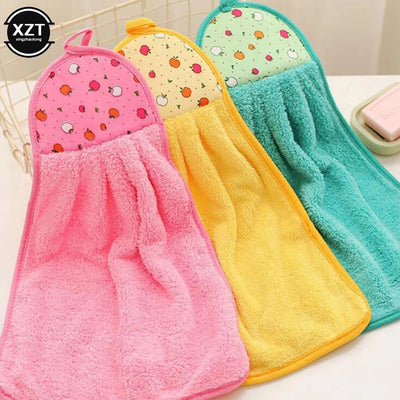 30*38cm Coral Velvet Bathroom Supplies Soft Hand Towel Absorbent Cloth Dishcloths Hanging Cloth Kitchen Accessories