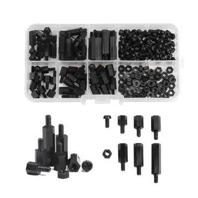 180pcs Black M3 Nylon Hex Spacers Male-Female Screws Nuts Stand-off Kit With Plastic Box For Electronics PC Board Mayitr