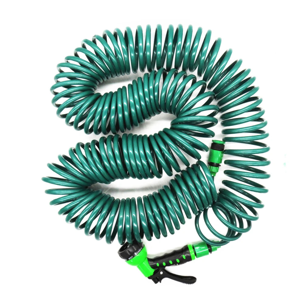 7.5M/15M/30M Retractable Coil Magic Flexible Garden Water Hose Car Cleaning Spring Pipe Plastic Hose Plant Watering W/ Spray Gun