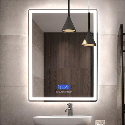 Rectangle Bluetooth Smart Bathroom Makeup Mirror With LED Warm White Light human body induction Anti-fog Beauty Mirrors