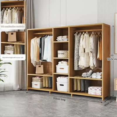 Space Saving Cheap Closet Modern Minimalist Nordic Display Lounge Open Wooden Wardrobe Storage Vestidores Trendy Furniture