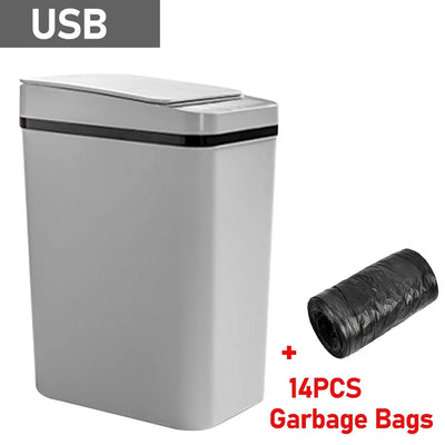 12L Smart Trash Can Automatic Touchless Garbage Can Kitchen Bedroom Trash Bin Toilet Smart Garbage Bucket Space-Saving Waterproo